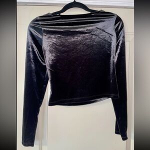 Elegant Black Velvet Backless Women's Top